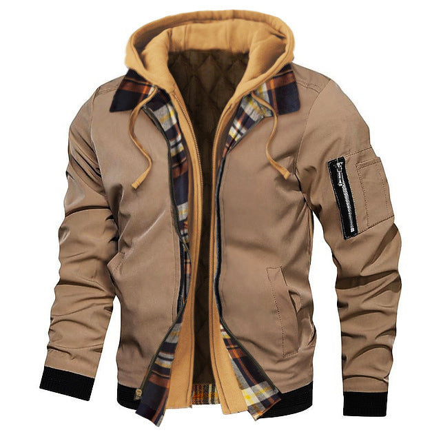 Autumn And Winter Thick Men's Solid Color Hooded Jacket