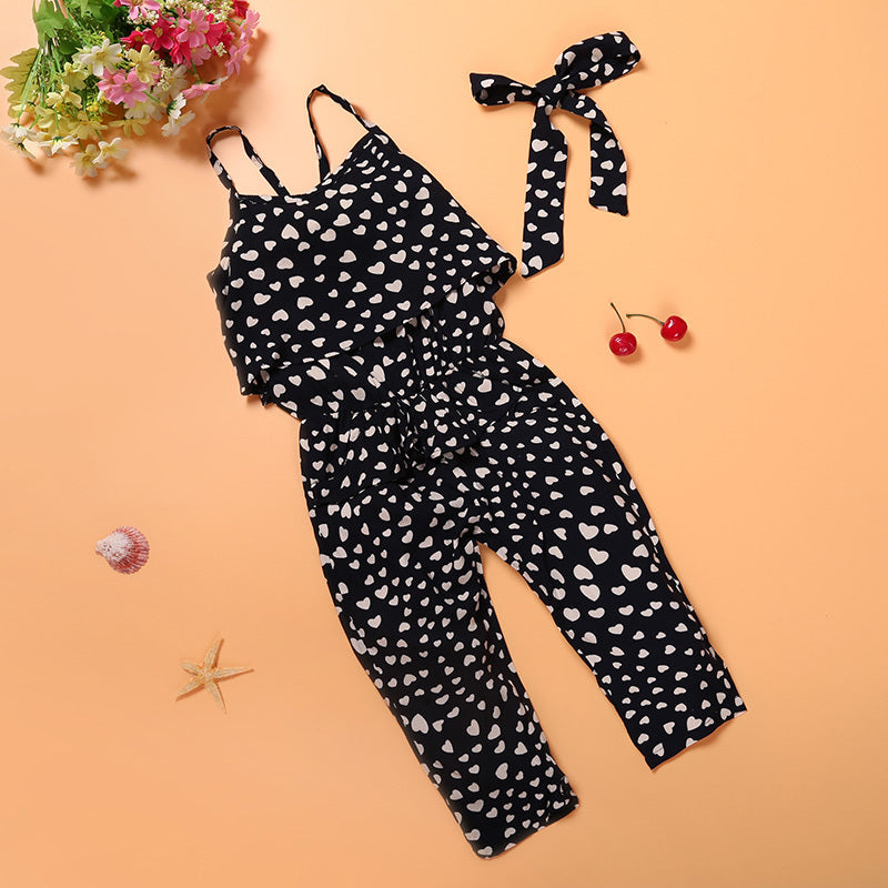 New Girls' Clothing Trendy Cool Girls Love Suspender Jumpsuit Suit One Drop