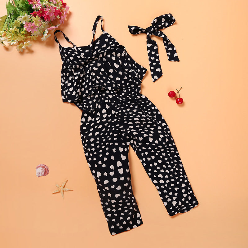 New Girls' Clothing Trendy Cool Girls Love Suspender Jumpsuit Suit One Drop