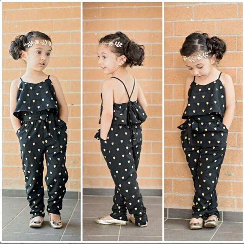 New Girls' Clothing Trendy Cool Girls Love Suspender Jumpsuit Suit One Drop