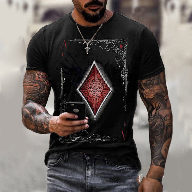 Playing Card Printing Men's T-Shirt Top