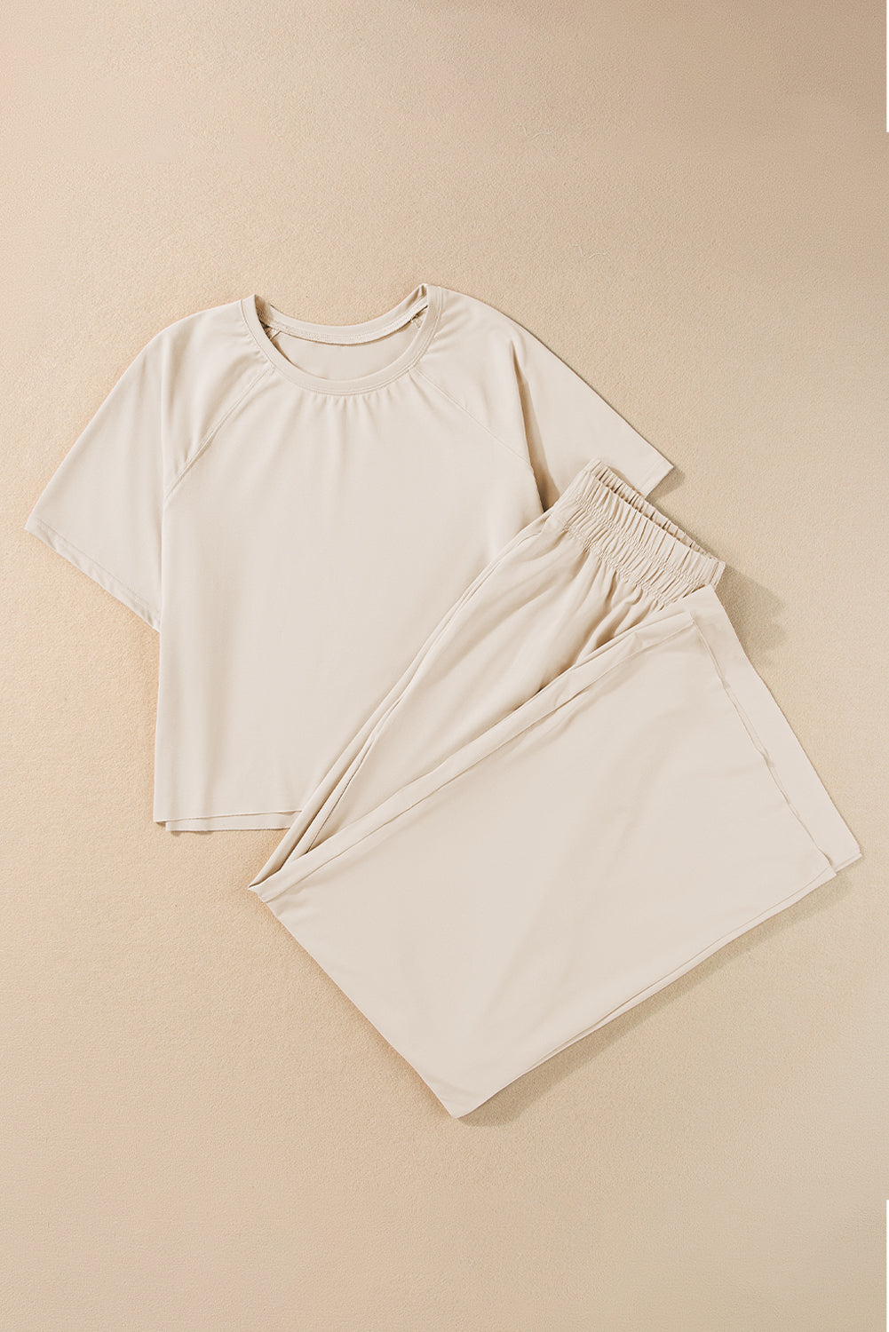 Round Neck Short Sleeve Top and Pants Set