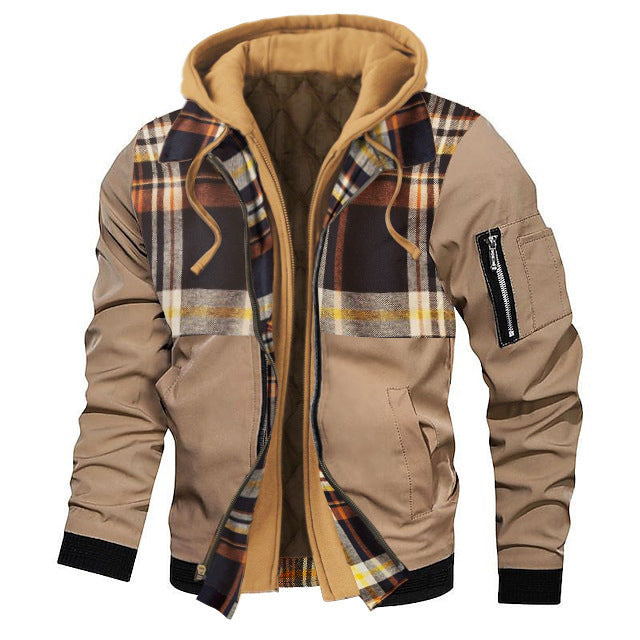 Autumn And Winter Thick Men's Solid Color Hooded Jacket