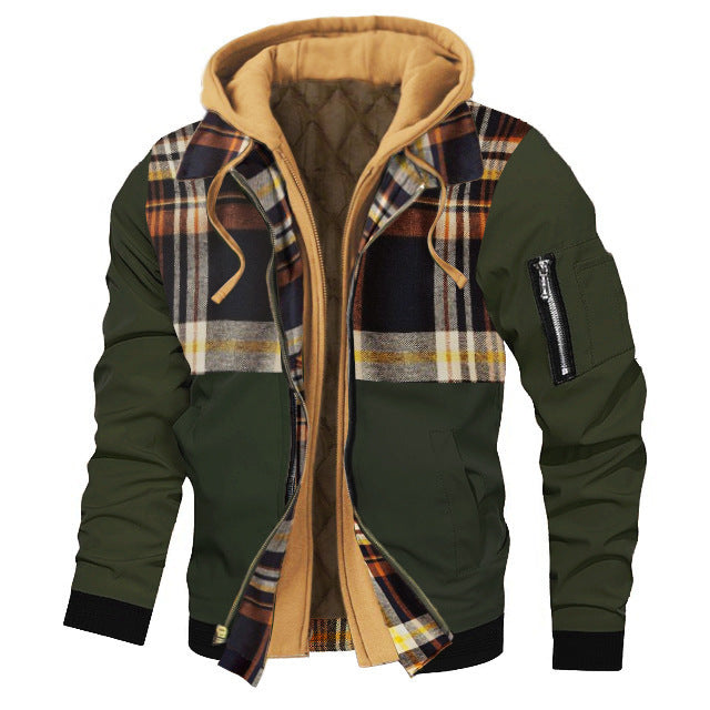 Autumn And Winter Thick Men's Solid Color Hooded Jacket